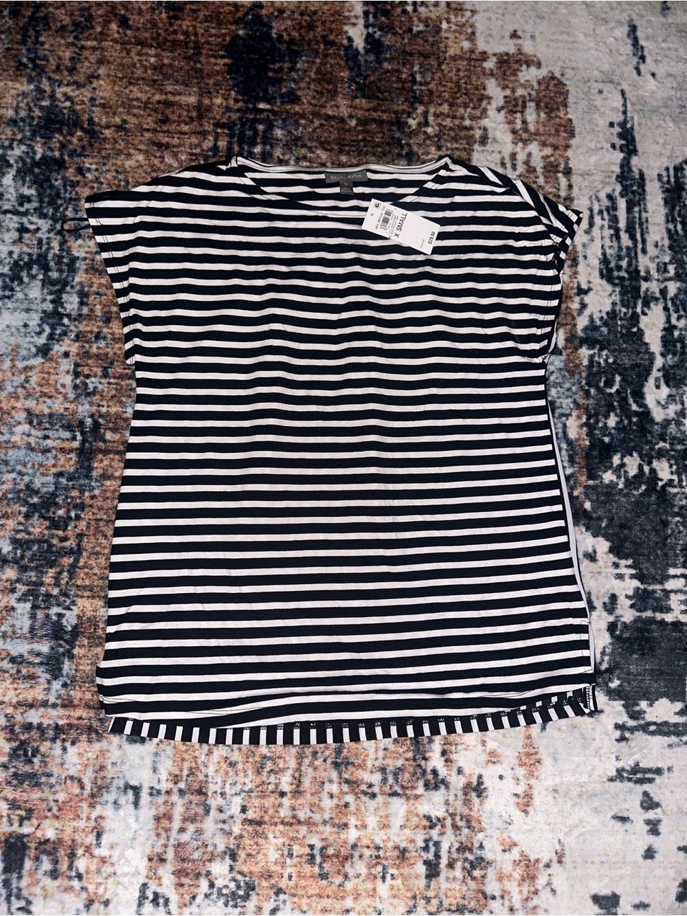 Style & Co. Black & White Striped Short Sleeve Tee Top